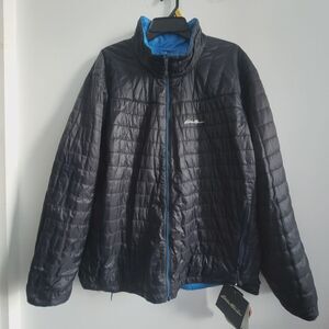 NWT Eddie Bauer Firstascent Men 2XL Pertex Quantum REVERSIBLE Black Blue Jacket
